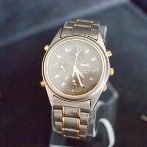Seiko Titanium Chronograph SQ100 Mens Quartz Watch 7T32-6J20